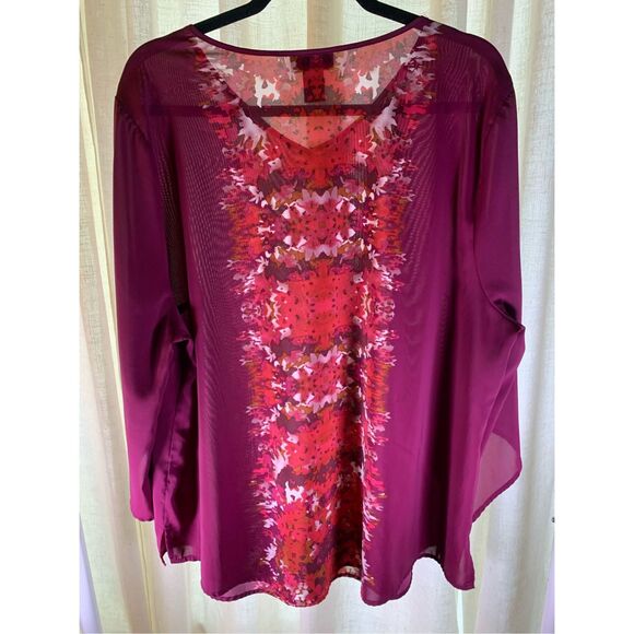 Y2K Boho Sheer Tunic in Vivid Purple Floral Vibe - Picture 3 of 12